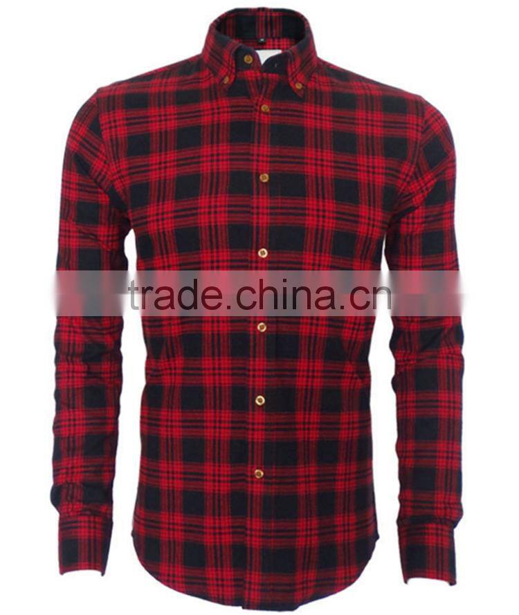 2015 new Brand Autumn Flannel mens plaid button-down collar warm fashion shirt