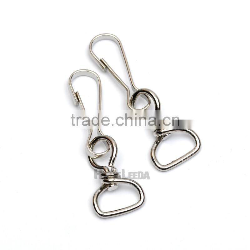 13mm Metal Iron Swivel Clasps Snap two hooks rings Key Hooks DIY Key Chain Ring nickle color HK-014