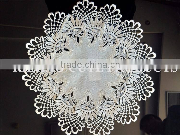 White Lace Round Rectangular Placemats and Coaster