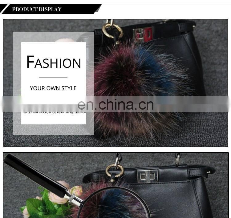 19cm Big fluffy fur pom pom ball Keychain for Car Key Ring or Handbag