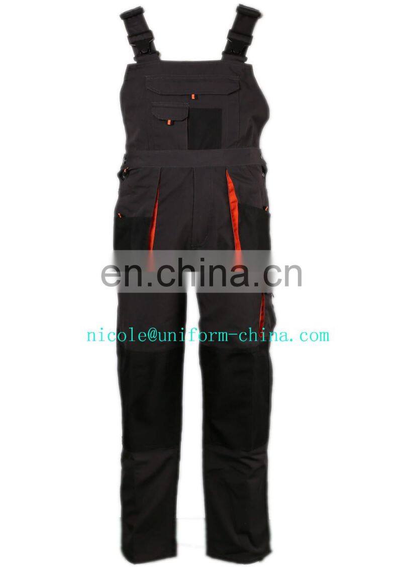 wholesale mens 80% polyester 20% cotton workwear bib pants overall with buckles