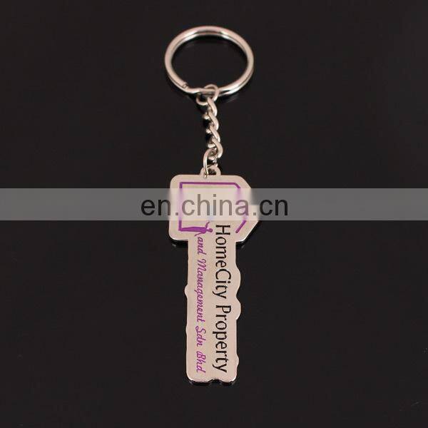 Custom logo Key shaped metal keychain