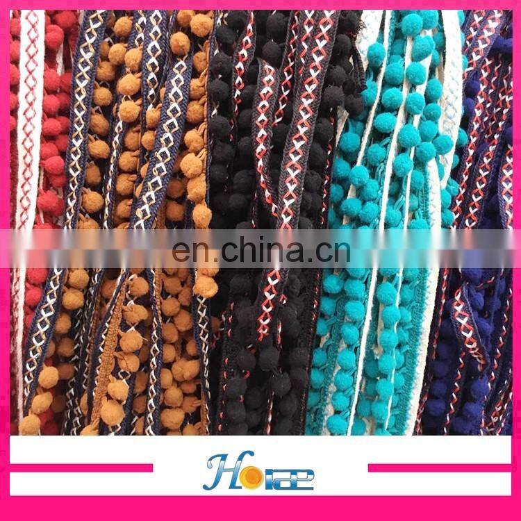 new arrival hotselling wholesale new fancy indian lace pom-pom trims