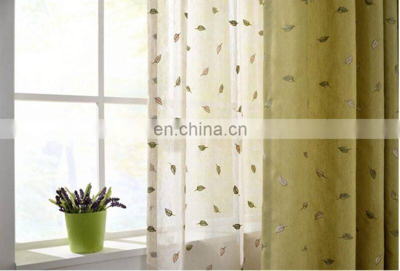 fantasy leaf pattern elegant plain embroidered texture linen curtain for decor