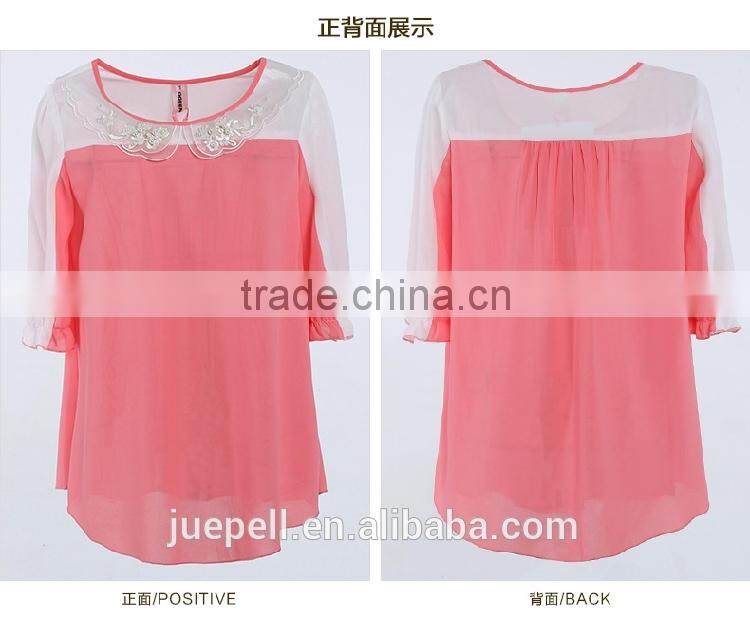 High quality 2015 new design chiffon ladies blouse for summer