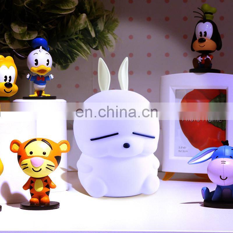 Silicone cute animal touch sensor led night light 3d lamps for children baby kids