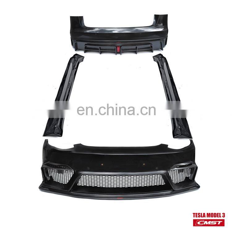 Front bumper rear bumper for Tesla model 3 in CMST style half carbon fiber material body kit for tesla model 3 facelift