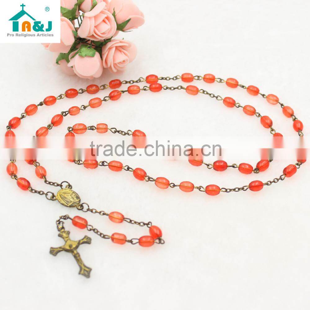 Hot sale religious plastic rosary bead necklace