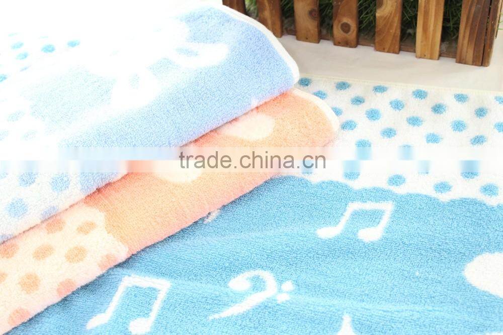 towel manufactory customized white rabbit pattern yarn-edyed pure cotton children towel