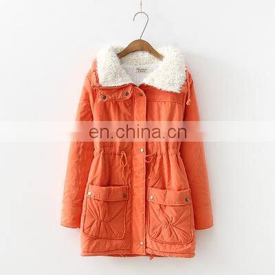 Wholesale custom Brand Women's Winter Outerwear Cotton-padded Medium-long Jacket Camperas Ladies Women Thick Winter Coat