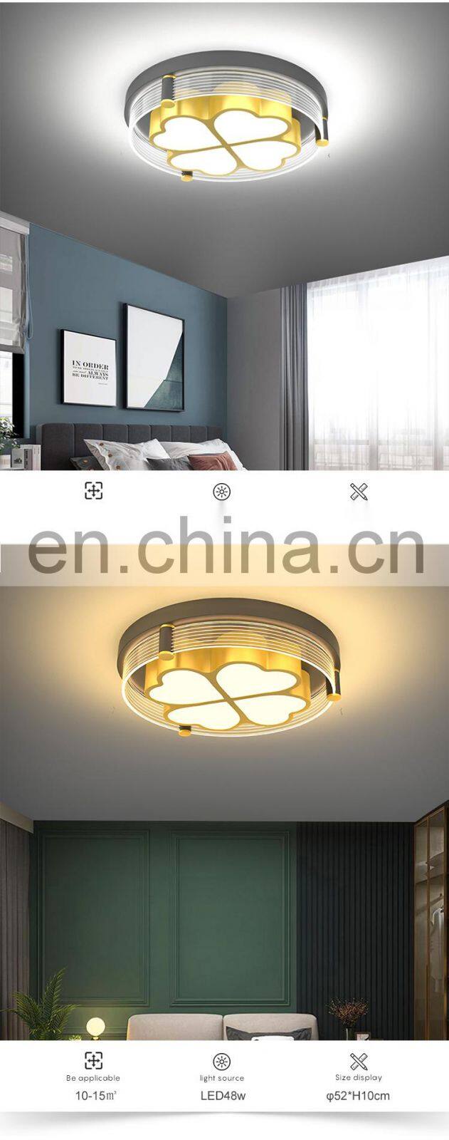 Personality Fashion Decoration Indoor Bedroom 36W 48W Black Gold Modern Acrylic LED Ceiling Lamp