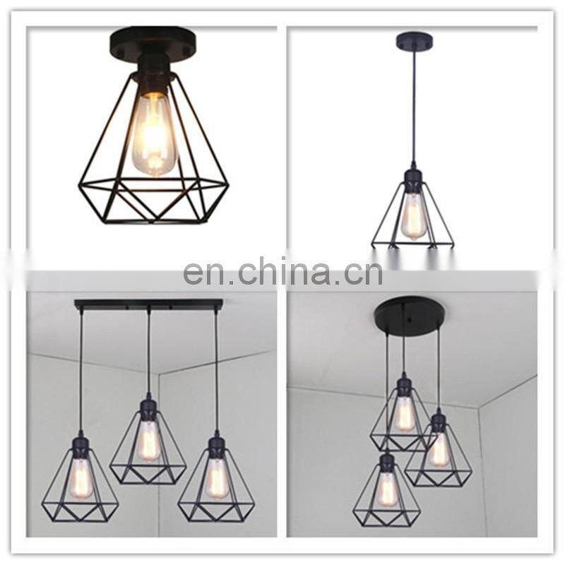 E27 Industrial Vintage Cage Pendant Light Rustic Retro Loft Pyramid Hemp Rope bar decor vintage lamp Ceiling Lamp
