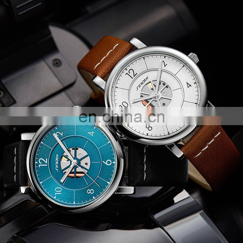 SINOBI Classic Wristwatch S9843G Stainless Steel Man Watch relogio Custom Logo Hollow Out Dial Watches Montre Homme