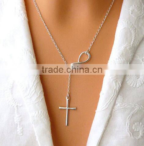 hot selling lucky number 8 and crucifix pengdant necklace