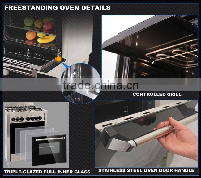 free stand double gas oven with 5 top burners
