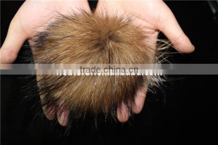 Raccoon Soft Ball Raccoon Fur Balls&Fur Pom Poms 13cm For Children Beanie Hat And Caps