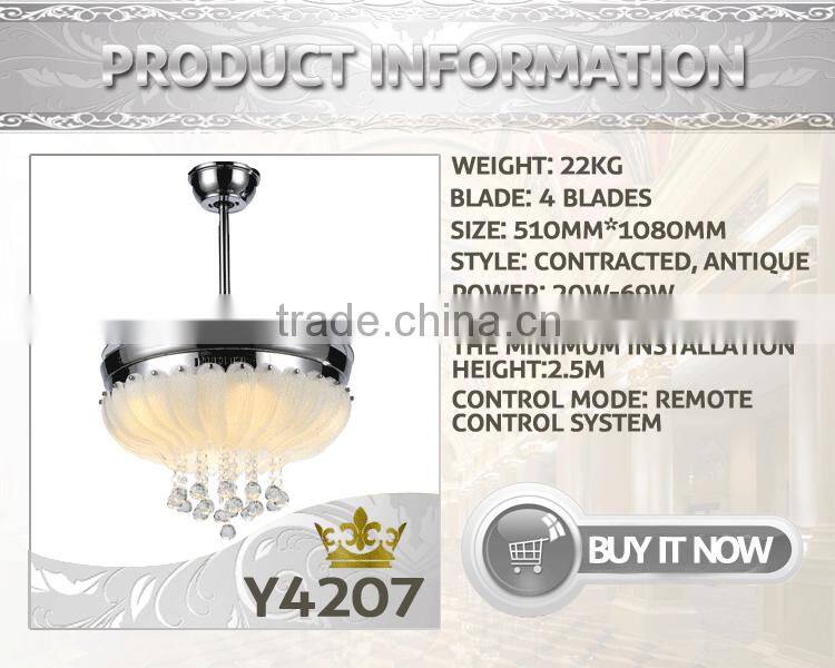 Handmade Crystal Lamp Shade Ceiling Fan