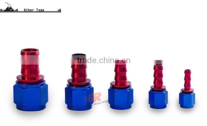 Aluminum oil cooler hose fitting Straight push on fitting hose end blue and red 10-001-12