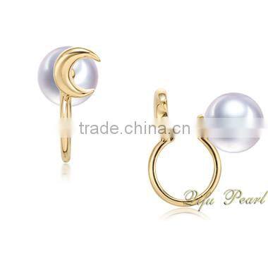 2015 Factory Direct Sale 18Carat Yellow Gold Clip-on Earring Jewelry Wholesale Akoya Pearl Jewelry Pearl Earring Mounting