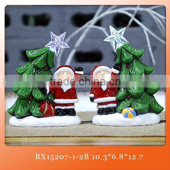 2015 diy ceramic christmas decorations santa with LED