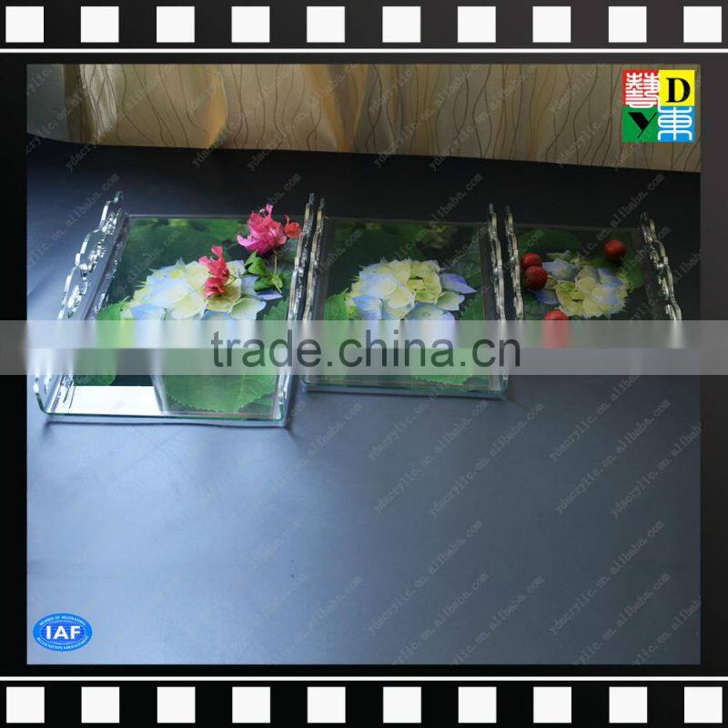 Clear Acrylic square serving trays sets with printing pattern