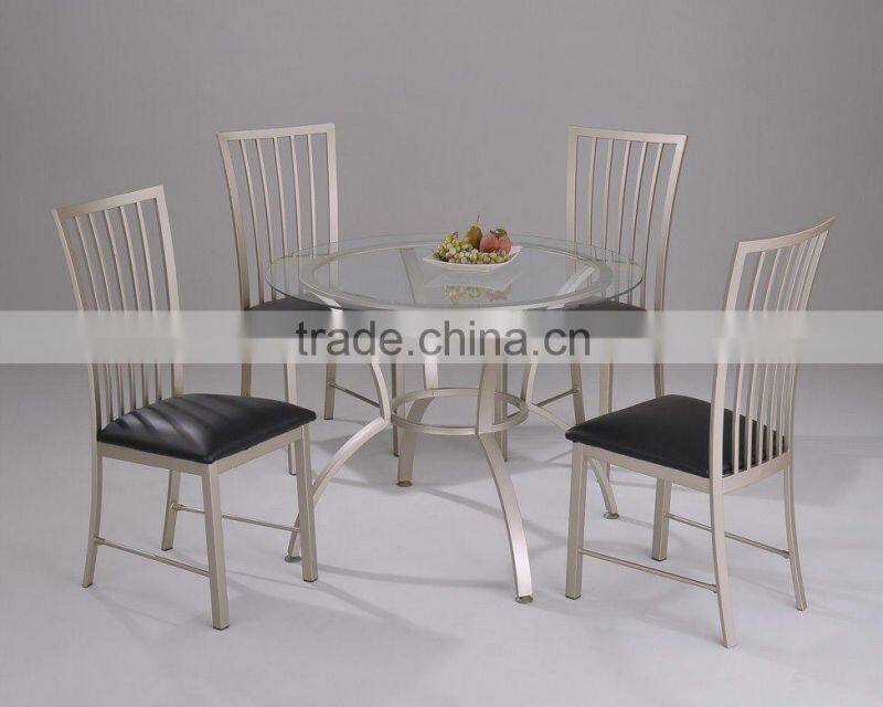 Modern Dining Set/ Glass Dining Table and Chairs with metal legs