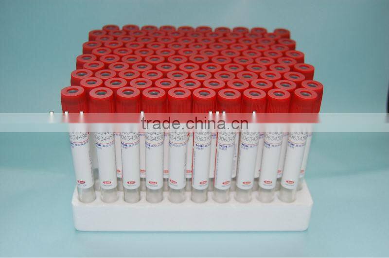 Red vacuum blood collection tubes with clot activator