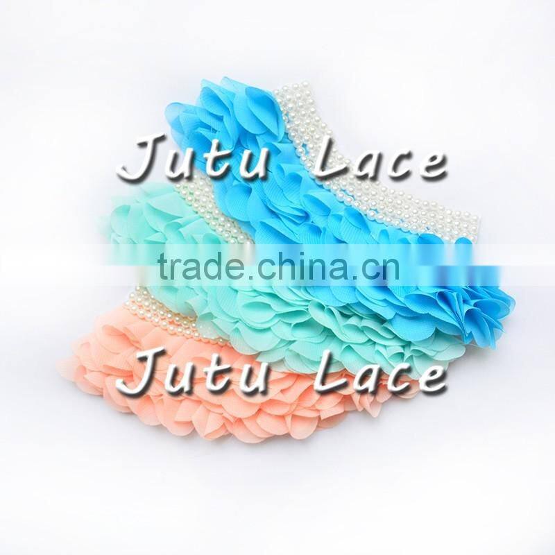 shabby chiffon collar with pearl centre- garment accessories