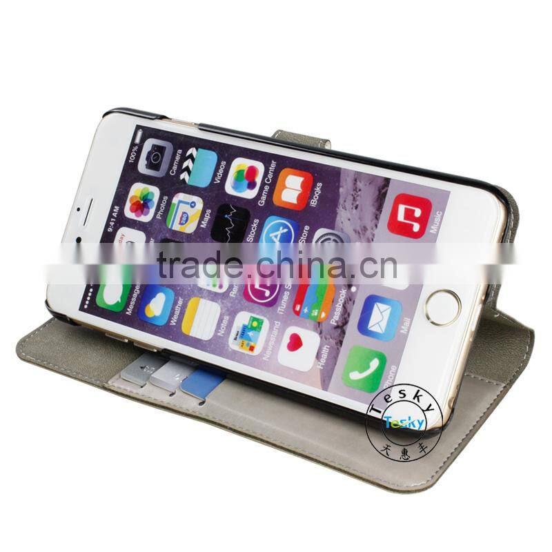 have in stock cheap leather wallet for iphone 6 case with custom design