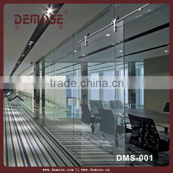 decorative glass partition for bedroom / double panel sliding glass door