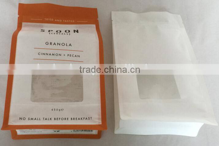 Block Bottom Rice Paper Pouch Bags For Rice Packing