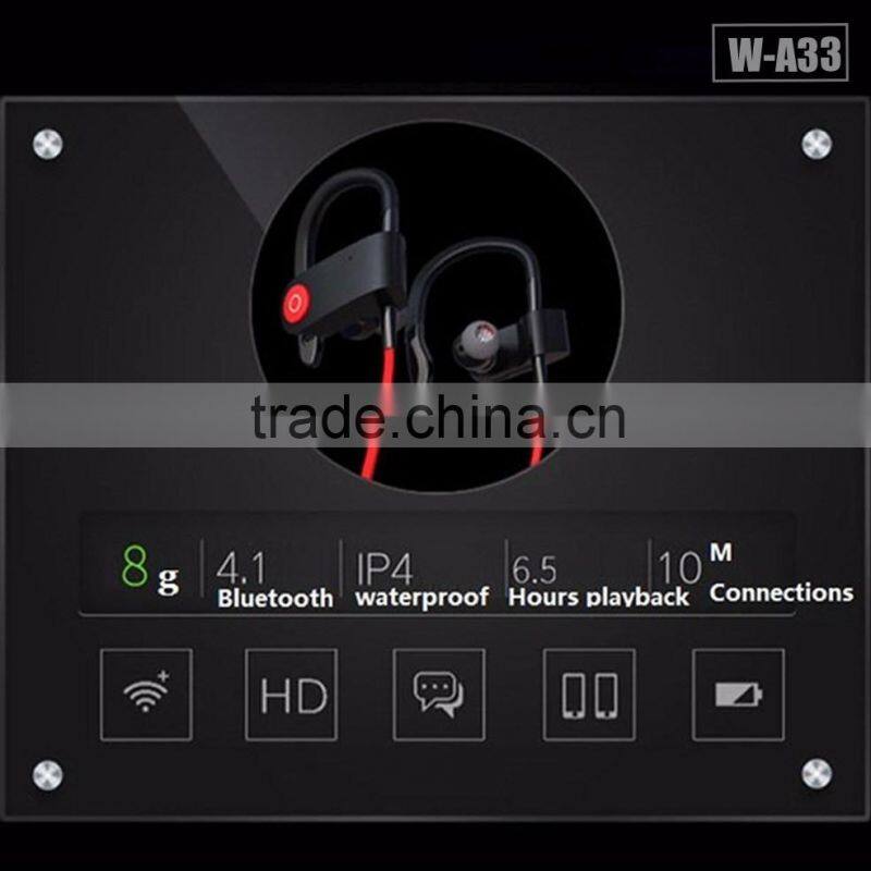 Ear hook bluetooth headphone, unique neck strap design wireless waterproof bluetooth headphone