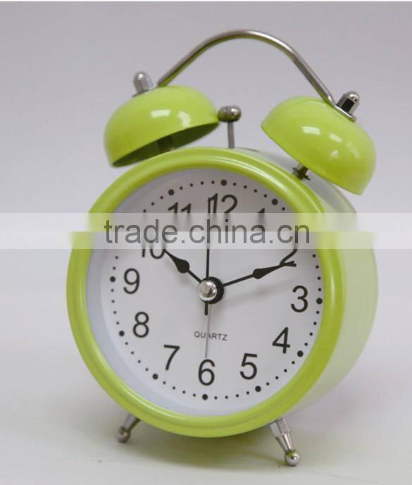 3" twin bell alarm clock, red twin bell alarm clock