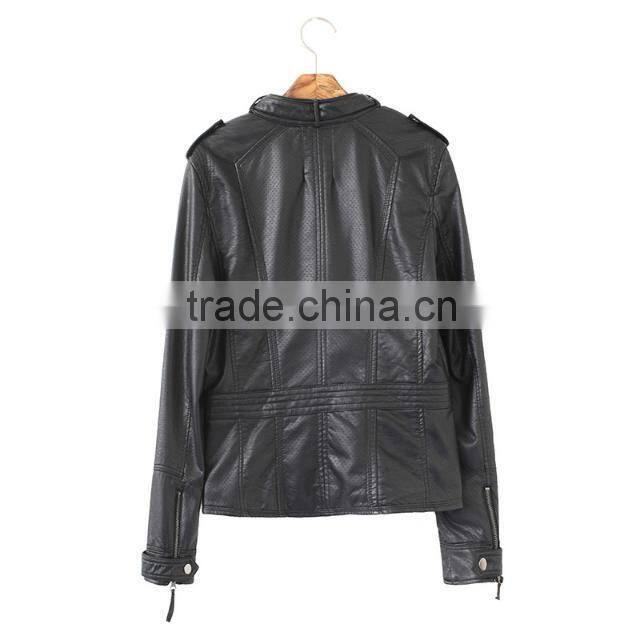 Classic fashion women's pu leather jacket design in 2014