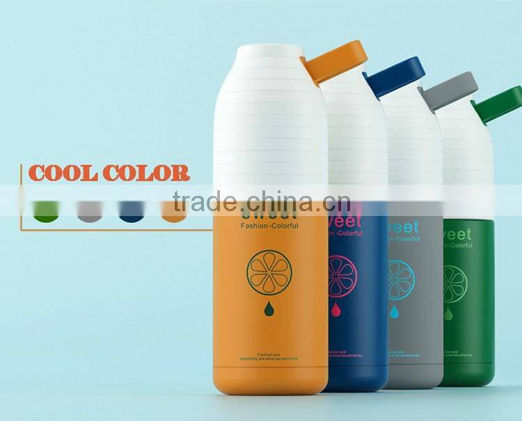 Wholesale Promotional double wall insulated vacuum stainless steel water bottle with portable rope
