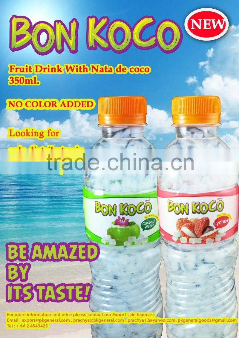 Fruit Juice with Nata De Coco 350ml Plastic bottle BON KOCO brand