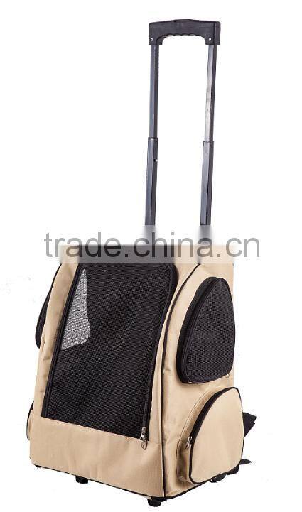 Backpack on wheels Pet Travel Rolling Carrier Backpack Luggage on Wheels with mat