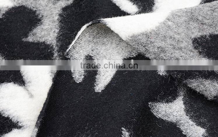 2016 Lady winter coats jacquard woollen heavy weight fabric coat garment fabric