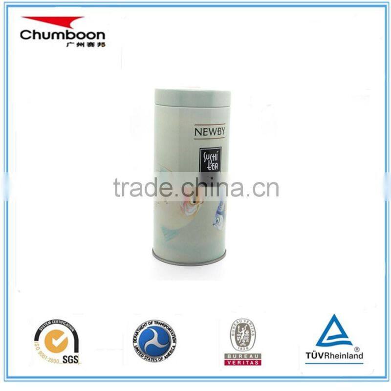 Round tea tin box with double lid in diameter 72mm