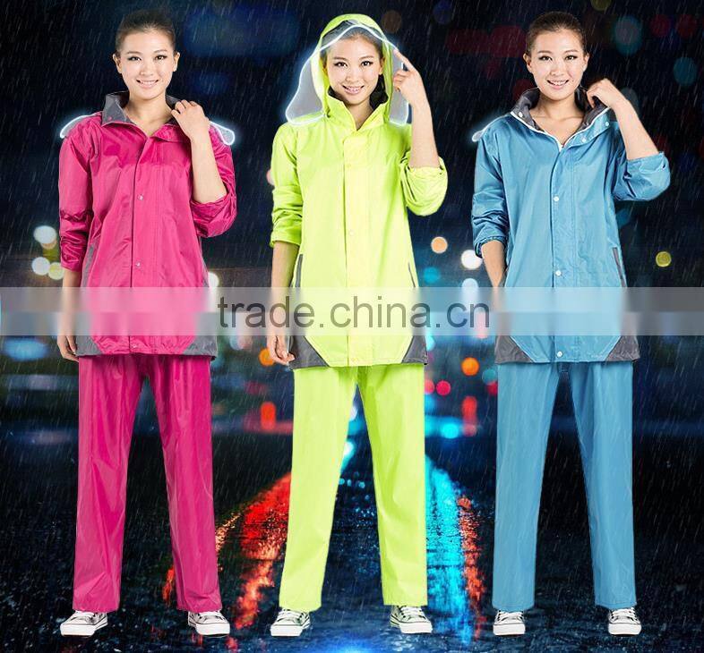 Adult's fashion waterproof reflective raincoat suit for motorcycle riders