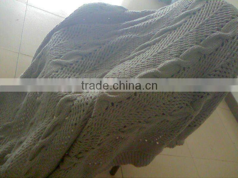 Fat Acrylic Cable Knitting Throw Blanket