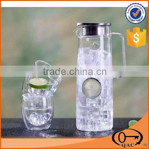 1.5L clear glass ice tea jug borosilicate glass water jug with cup set