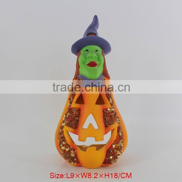 Customized Polyresin Wholesale Artificial Resin Halloween Pumpkin Candle Light Holder