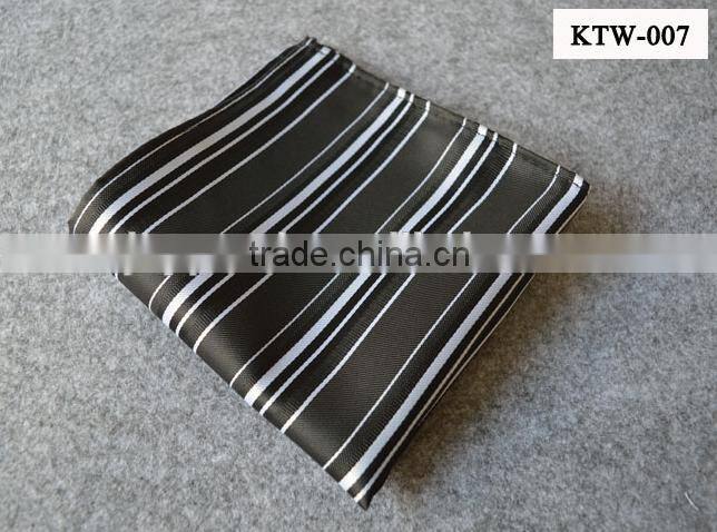 Black Satin Stripe Pocket Square