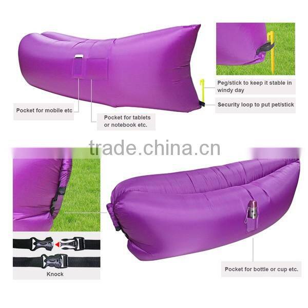 2017 promotional gift items fabric material and living room furniture inflatable lazybag banana sleeping bag