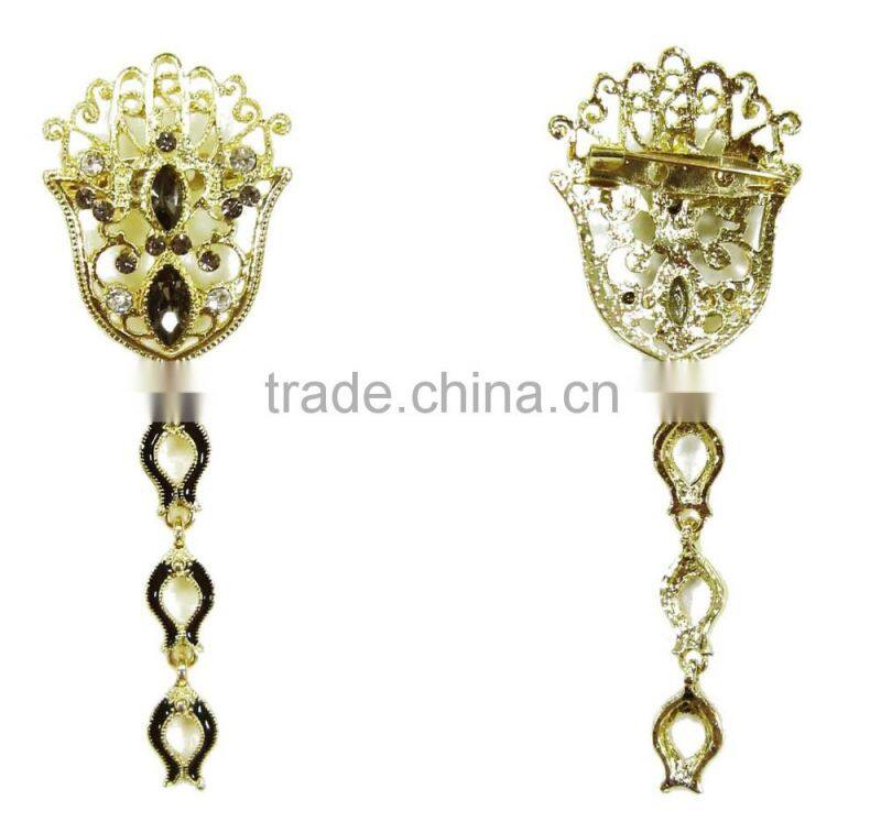 Crystal Purple Rhinesone Gold Metal Wedding Decorative Vintage Brooches