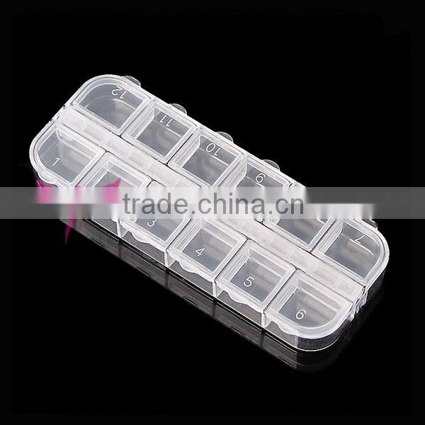 2015 Manicure nail jewellery box,hot Nail Art Rhinestone Box 12 Compartment