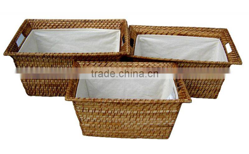 Rattan storage baskets with lid and handle