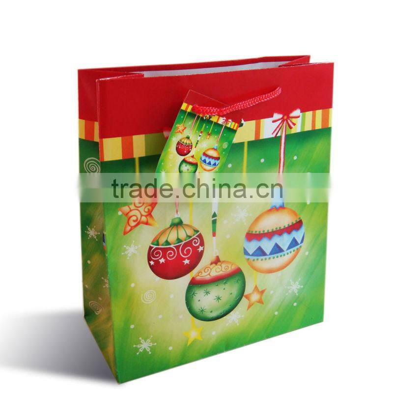 2013 New Arrival Christmas Cardboard Paper Shopping Gifts Bag With Drawstring Cord Ribbon Handles SD13009