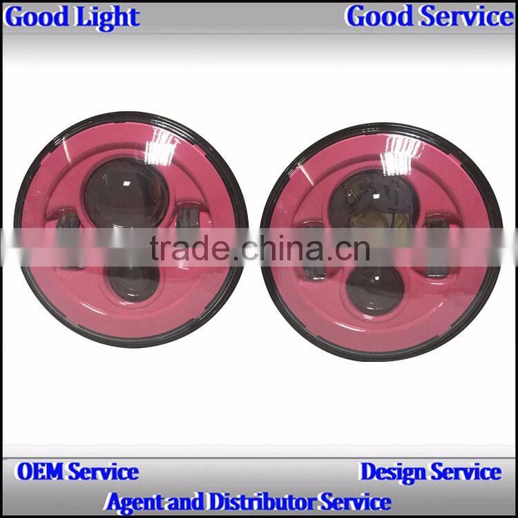 2016 Hot sales 7inch led j-eep wrangler headlights 40w pink base high beam 12v for J-eep cars